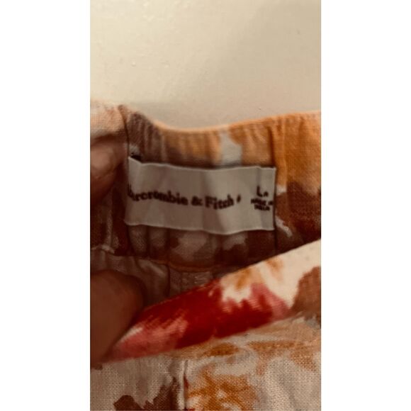 Abercrombie & Finch Linen Blend Orange Floral Pants Size L New - Picture 6 of 9
